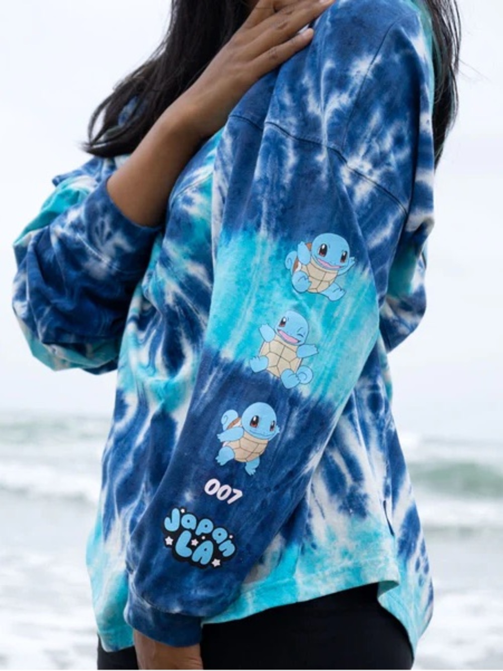 Blue Tie-Dye Squirtle Graphic Long Sleeve Tee